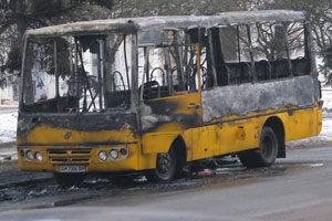 Маршрутний автобус загорівся на головній вулиці Житомира [Фото]