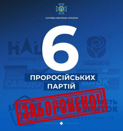 За ініціативи СБУ в Україні заборонено діяльність уже 6 проросійських партій
