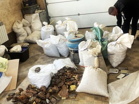 Пів тонни бурштину на майже сім мільйонів гривень виявили поліцейські в гаражі жителя Вараського району